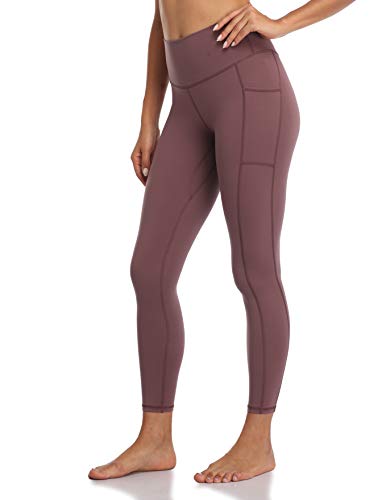 Colorfulkoala 7/8 Leggings Damen mit Taschen High Waist Sportleggings Blickdicht Scrunch Bauchweg Yogahose Sporthose, Staubiges Rosa, XL von Colorfulkoala