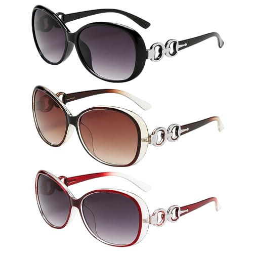 Colorich 3 Stück Retro Sonnenbrille Damen Polarisiert, Damen Sonnenbrille mit Uv Schutz, Mode Sunglasses Woman für Frauen-Autofahren und Camping von Colorich ㅤ