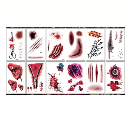 Colorich 30 Blatt Halloween Tattoo Narben Sticker von Colorich ㅤ