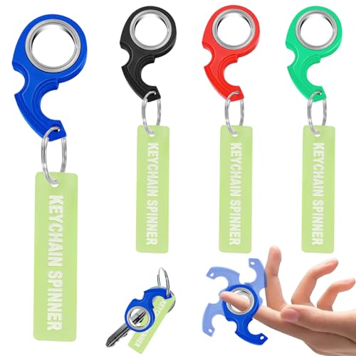 Colorich 4 Stück Schlüsselanhänger Spinner Fidget Ring Spielzeug, Spinning Keychain Schlüssel Spinner, Ring Spielzeug für Fingertraining, Schlüssel Spinner Angstlinderung für Kinder und Erwachsene von Colorich ㅤ