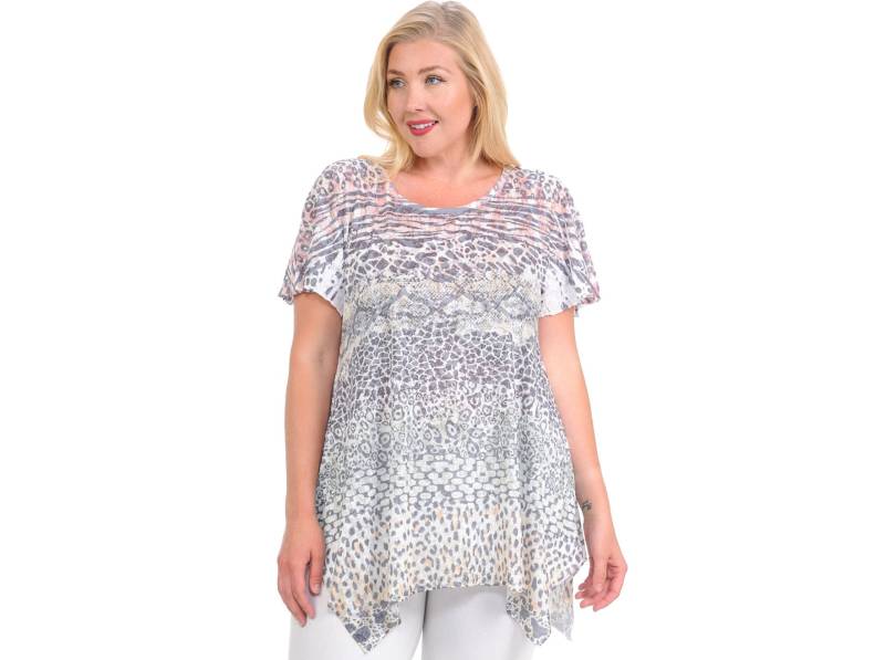 Plus Animal Skin Grafik Leicht Weich Glatt Rayon Poly Sublimation Verpasst Plus Kurzärmelige Tunika Srf-R285 von ColoringWear