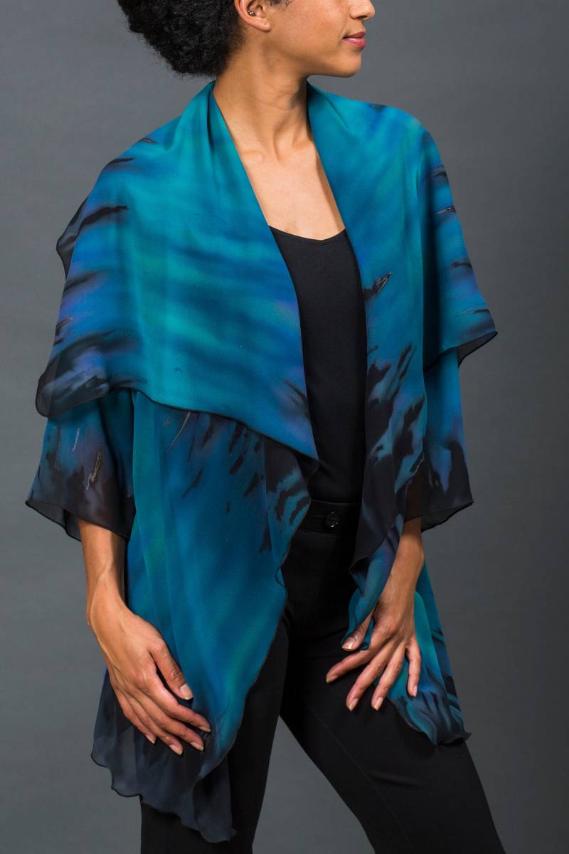 Jacke Schal in Teal Und Schwarz #cmj001 von ColormuseArt