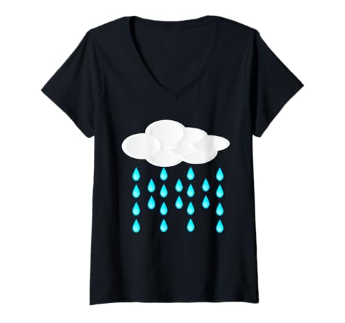 Damen Regenwolke Kostüm T-Shirt Dusche Regenbogen Sonne Donner T-Shirt mit V-Ausschnitt von Colors of Rainbow Matching Shirt Costumes