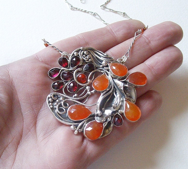 Granat Und Karneol, Silber Halskette Granat Und Karneol, Silber Halskette von ColorsByMaria