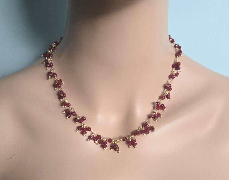 Natürliche Edelstein Halskette, Rot Achat Facettierten Rosenkranz Schmuck Natürliche Edelstein Halskette, Rot Achat Facettierten Rosenkranz Schmuck von ColorsDream