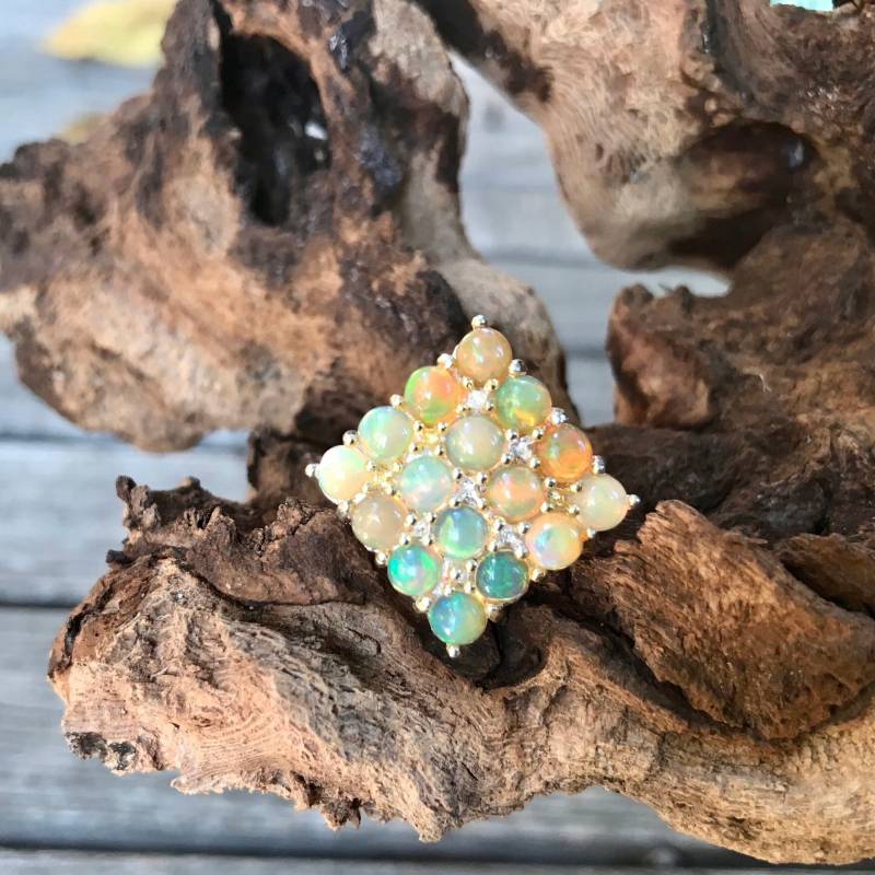 Sterling Silber Handgemachter Feueropal Statement Ring 6 von ColorsOfEtnika