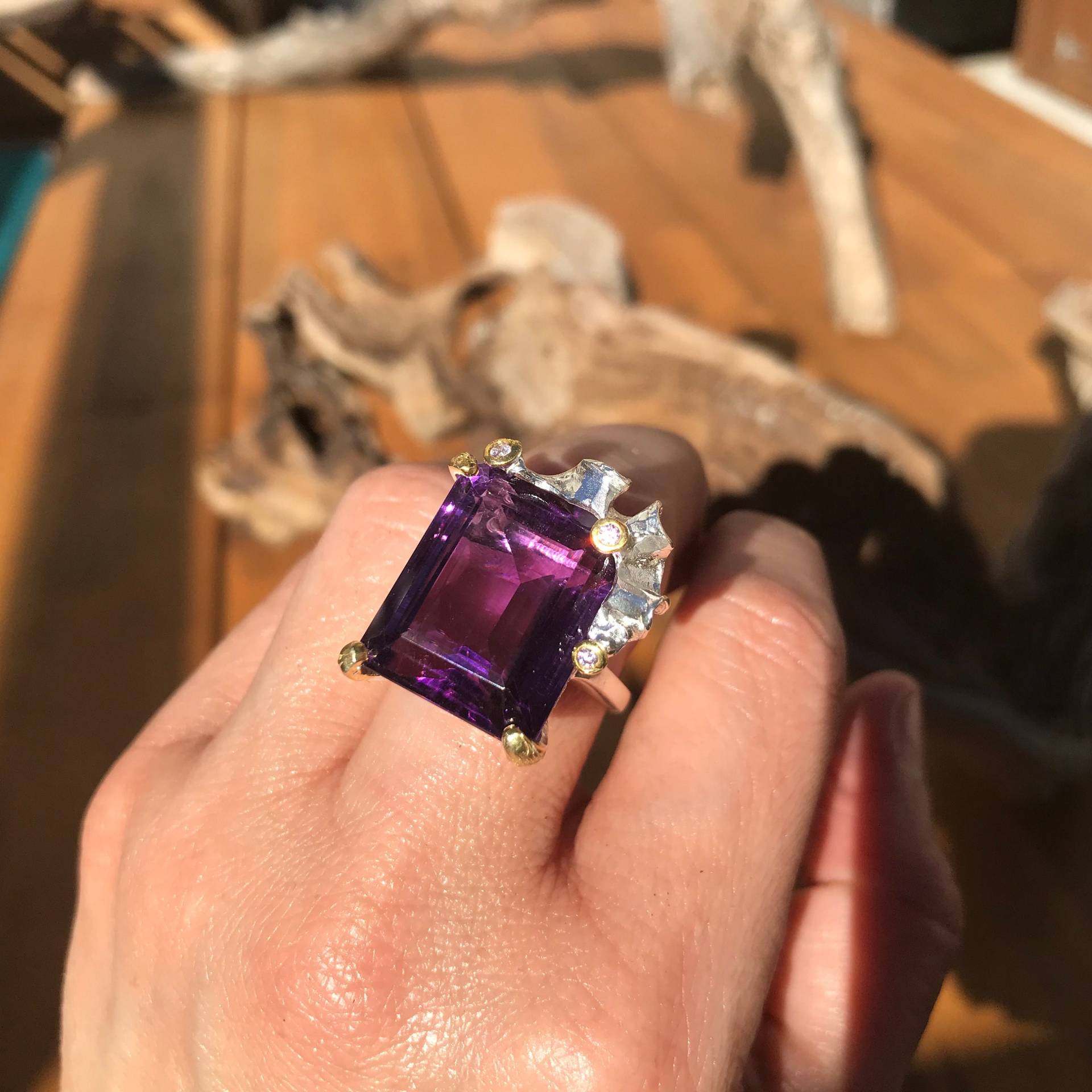 sterling Silber Modernist Amethyst Ring 9 von ColorsOfEtnika