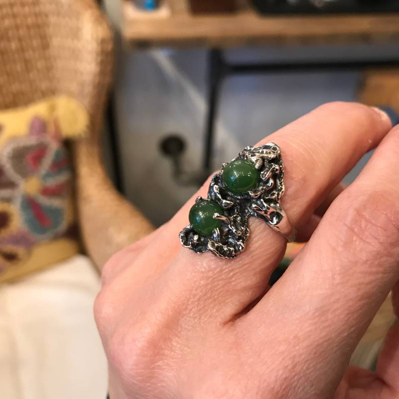sterling Silber Rustikal Jade Handwerker Ring 6.5 Handmade Schmuck von ColorsOfEtnika