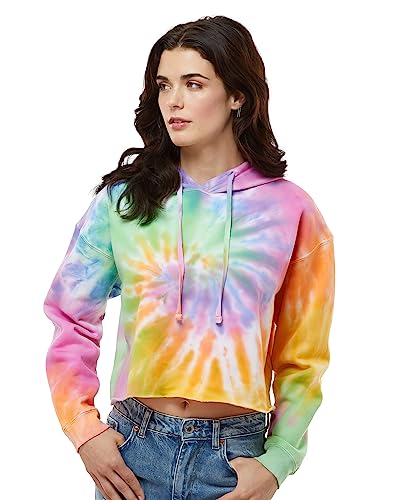 Colortone Batik Cropped Hoodie Damen | Batik Bauchfrei Pullover in verschiedenen Mustern | Crop Hoodie aus Bauwolle mit Kängurutasche | Handgefärbtes Batik Design Erwachsene Frauen | Eternity, M von Colortone