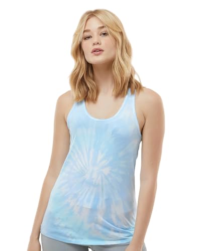Colortone Batik Racerback Tanktop Damen XS-XXL | Batik Damen Tops Sommer mit verschiedenen Mustern | Sommer Outfits aus Baumwoll-Mix | Handgefärbtes Design Frauen Mädchen | Lagoon, XXL von Colortone