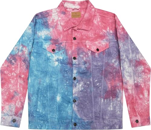 Colortone Jeansjacken mit Batikfärbung für Damen und Herren, COTTON CANDY, XL von Colortone