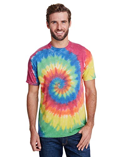 Colortone Unisex Batik Festival T-Shirt | Batik Shirt S - 3XL Hippie Shirt Damen Herren aus Baumwolle | Handgefärbtes Batik Design | Rainbow, 3XL von Colortone