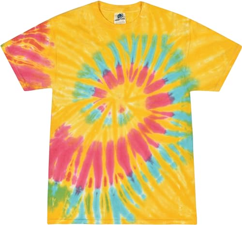 Colortone Unisex Batik Kinder T-Shirt 'Swirl' | 92-158 Mit Verschiedenen Mustern | Flower Power Kleidung Für Jungs Und Mädchen Aus Baumwolle | Handgefärbtes Design | Aurora, L (152-158) von Colortone