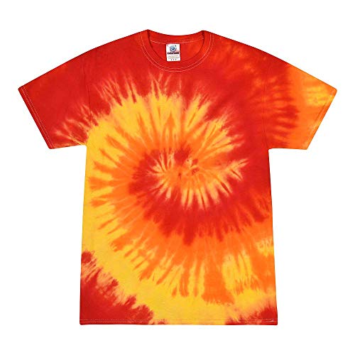 Colortone Unisex Batik Kinder T-Shirt 'Swirl' | Batik Shirt 92-158 mit verschiedenen Mustern | Flower Power Kleidung Jungs Mädchen aus Baumwolle | Handgefärbtes Batik Design | Blaze, S (122-128) von Colortone