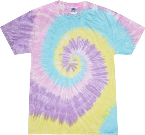 Colortone Unisex Batik Kinder T-Shirt 'Swirl' | 92-158 Mit Verschiedenen Mustern | Flower Power Kleidung Für Jungs Und Mädchen Aus Baumwolle | Handgefärbtes Design | Jellybean, M (140-146) von Colortone