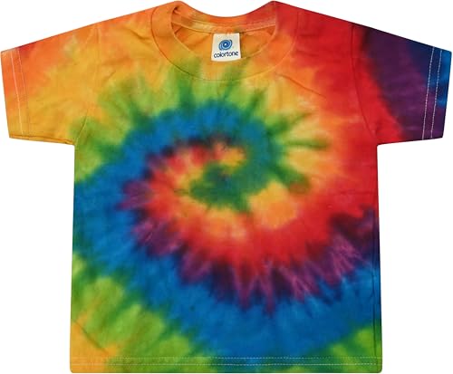 Colortone Unisex Batik Kinder T-Shirt 'Swirl' | Batik Shirt 92-158 mit verschiedenen Mustern | Flower Power Kleidung Jungs Mädchen aus Baumwolle | Handgefärbtes Batik Design | Prism, 2Y (92) von Colortone