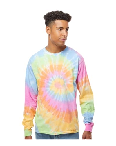 Colortone Unisex Batik Langarm Shirt 'Swirl' | Batik Shirt mit verschiedenen Mustern | Flower Power Kleidung Damen Herren aus Baumwolle | Handgefärbtes Batik Design | Eternity, XXL von Colortone