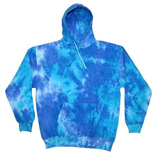 Colortone Unisex Batik Pullover 'Rainbow' | Hoodie Batik S - 3XL mit verschiedenen Mustern | Flower Power Kleidung Damen Herren aus Baumwolle | Handgefärbtes Batik Design | Blue Mix, L von Colortone