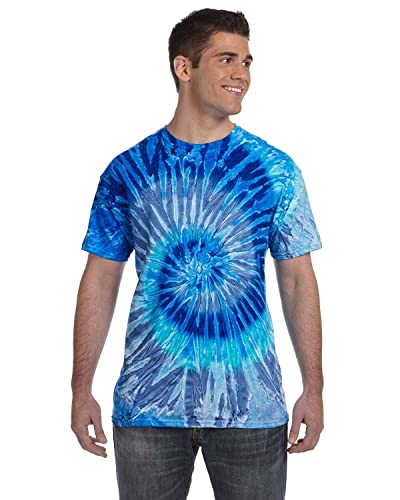 Colortone Unisex Batik T-Shirt 'Swirl' | Batik Shirt S - 5XL mit verschiedenen Mustern | Flower Power Kleidung Damen Herren aus Baumwolle | Handgefärbtes Batik Design | Blue Jerry, 3XL von Colortone