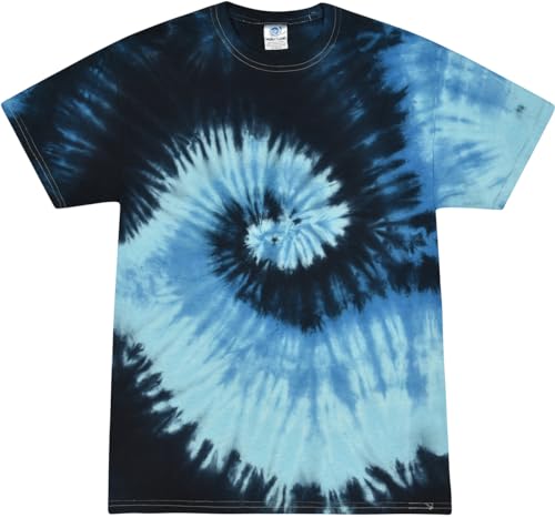 Colortone Unisex Batik T-Shirt 'Swirl' | Batik Shirt S - 5XL mit verschiedenen Mustern | Flower Power Kleidung Damen Herren aus Baumwolle | Handgefärbtes Batik Design | Blue Ocean, 5XL von Colortone