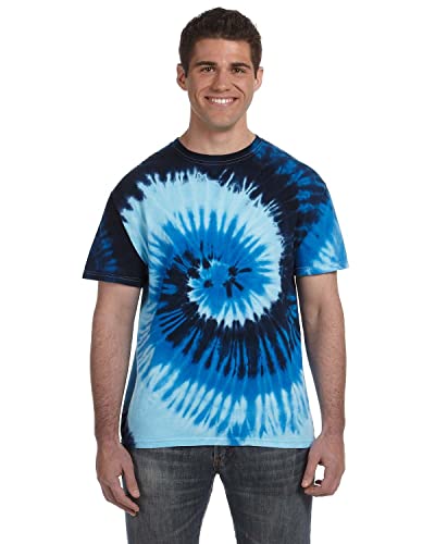 Colortone Unisex Batik T-Shirt 'Swirl' | Batik Shirt S - 5XL mit verschiedenen Mustern | Flower Power Kleidung Damen Herren aus Baumwolle | Handgefärbtes Batik Design | Blue Ocean, M von Colortone