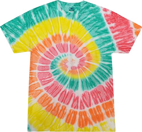 Colortone Unisex Batik T-Shirt 'Swirl' | Batik Shirt S - 5XL mit verschiedenen Mustern | Flower Power Kleidung Damen Herren aus Baumwolle | Handgefärbtes Batik Design | Citrus, XL von Colortone