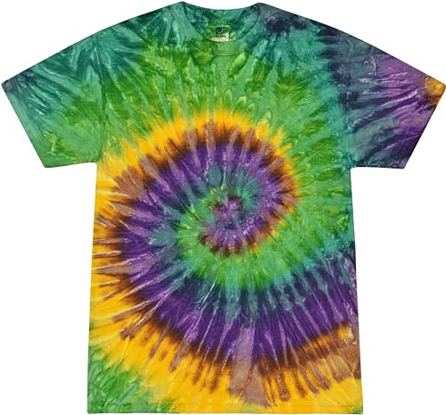 Colortone Unisex Batik T-Shirt 'Swirl' | Batik Shirt S - 5XL mit verschiedenen Mustern | Flower Power Kleidung Damen Herren aus Baumwolle | Handgefärbtes Batik Design | Mardi Gras, 4XL von Colortone