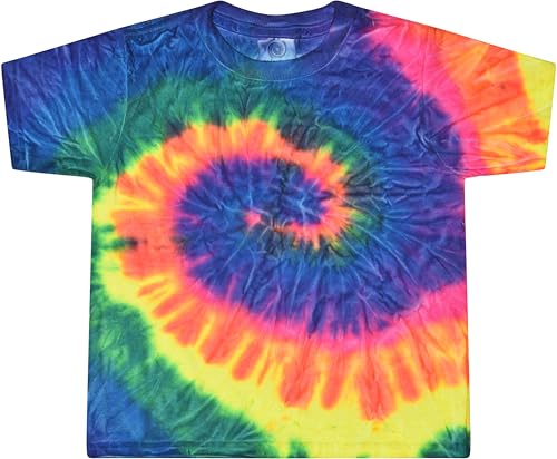 Colortone Unisex Batik T-Shirt 'Swirl' | Batik Shirt S - 5XL mit verschiedenen Mustern | Flower Power Kleidung Damen Herren aus Baumwolle | Handgefärbtes Batik Design | Neon Rainbow, XL von Colortone