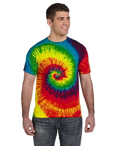 Colortone Unisex Batik T-Shirt 'Swirl' | Batik Shirt S - 5XL mit verschiedenen Mustern | Flower Power Kleidung Damen Herren aus Baumwolle | Handgefärbtes Batik Design | Rainbow, 3XL von Colortone