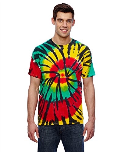 Colortone Unisex Batik T-Shirt 'Swirl' | Batik Shirt S - 5XL mit verschiedenen Mustern | Flower Power Kleidung Damen Herren aus Baumwolle | Handgefärbtes Batik Design | Rasta Web, 3XL von Colortone