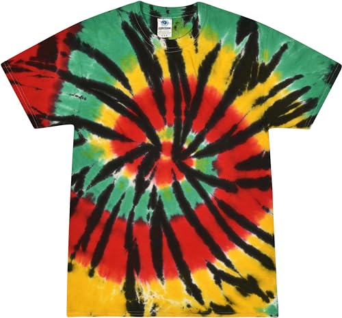 Colortone - Unisex Batik T-Shirt 'Swirl' / Rasta Web, XXL von Colortone