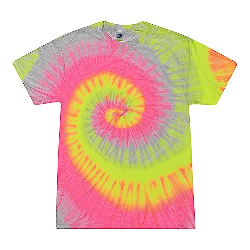 Colortone Unisex Batik T-Shirt 'Swirl' | Batik Shirt S - 5XL mit verschiedenen Mustern | Flower Power Kleidung Damen Herren aus Baumwolle | Handgefärbtes Batik Design | Silver Rainbow, M von Colortone