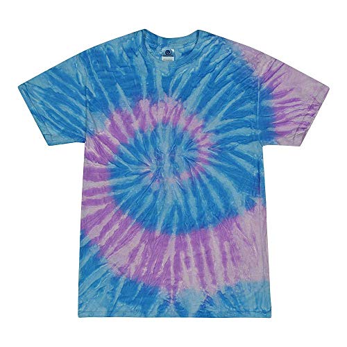 Colortone Unisex Batik T-Shirt 'Swirl' | Batik Shirt S - 5XL mit verschiedenen Mustern | Flower Power Kleidung Damen Herren aus Baumwolle | Handgefärbtes Batik Design | Spiral Lavender Blue, S von Colortone