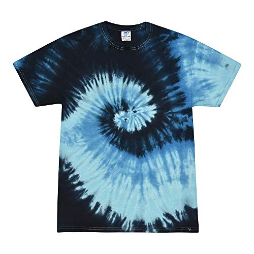 Colortone Unisex Batik T-Shirt 'Swirl' | Batik Shirt S - 5XL mit verschiedenen Mustern | Flower Power Kleidung Damen Herren aus Baumwolle | Handgefärbtes Batik Design | Blue Ocean, XXL von Trenz Shirt Company