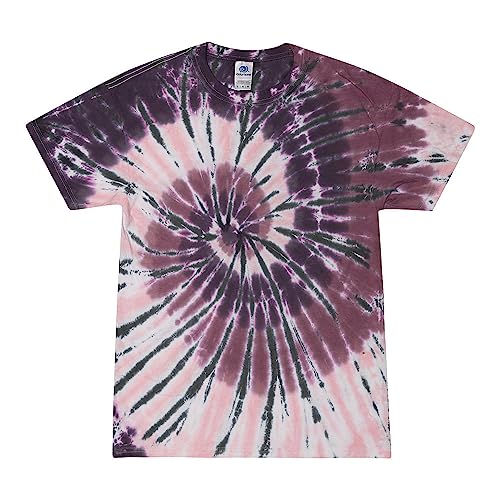 Colortone Unisex Batik T-Shirt 'Swirl' | Batik Shirt S - 5XL mit verschiedenen Mustern | Flower Power Kleidung Damen Herren aus Baumwolle | Handgefärbtes Batik Design | Cherry Cola, L von Colortone