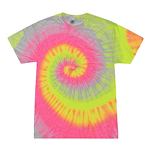 Colortone Unisex Batik T-Shirt 'Swirl' | Batik Shirt S - 5XL mit verschiedenen Mustern | Flower Power Kleidung Damen Herren aus Baumwolle | Handgefärbtes Batik Design | Silver Rainbow, XXL von Colortone