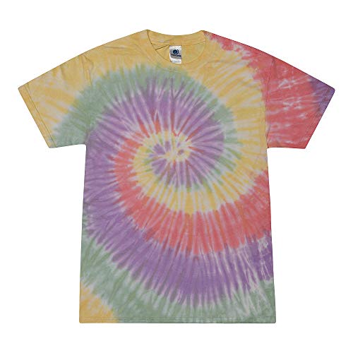 Colortone Unisex Batik T-Shirt 'Swirl' | Batik Shirt S - 5XL mit verschiedenen Mustern | Flower Power Kleidung Damen Herren aus Baumwolle | Handgefärbtes Batik Design | Zen Rainbow, XL von Colortone