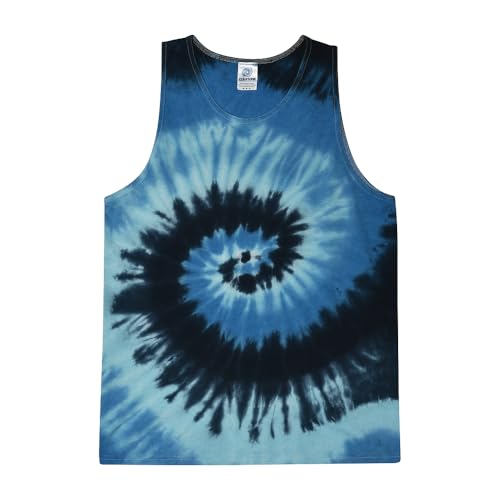 Colortone Unisex Batik Tanktop | Batik Unterhemd Herren Damen S - 3XL mit einzigartigem Muster | Hippie Tank Top aus Baumwolle | Handgefärbtes Batik Design | Blue Ocean, S von Colortone