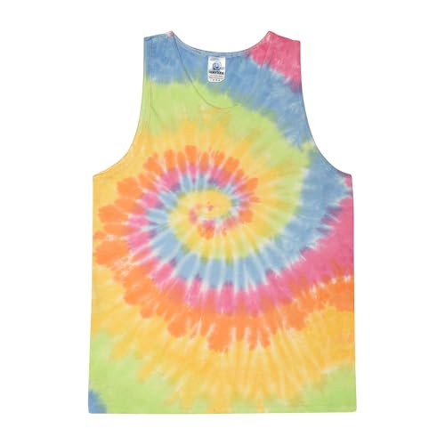 Colortone Unisex Batik Tanktop | Batik Unterhemd Herren Damen S - 3XL mit einzigartigem Muster | Hippie Tank Top aus Baumwolle | Handgefärbtes Batik Design | Eternity, 3XL von Colortone