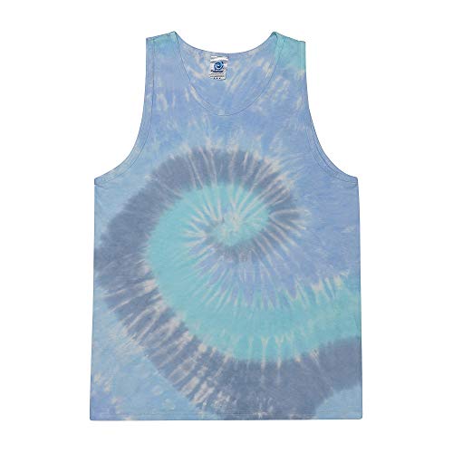 Colortone Unisex Batik Tanktop | Batik Unterhemd Herren Damen S - 3XL mit einzigartigem Muster | Hippie Tank Top aus Baumwolle | Handgefärbtes Batik Design | Lagoon, 3XL von Colortone