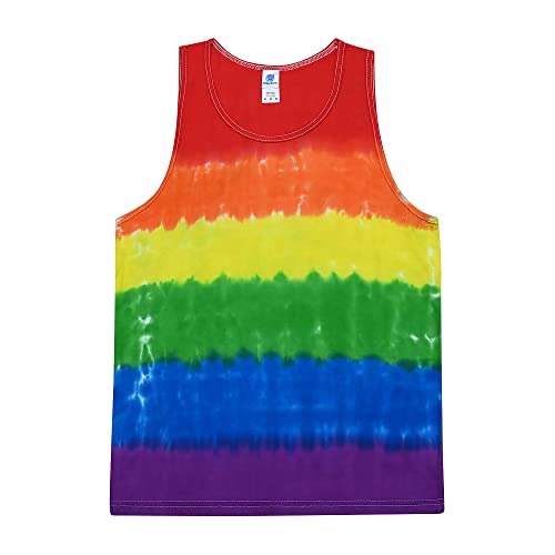 Colortone Unisex Batik Tanktop | Batik Unterhemd Herren Damen S - 3XL mit einzigartigem Muster | Hippie Tank Top aus Baumwolle | Handgefärbtes Batik Design | Pride, XXL von Colortone
