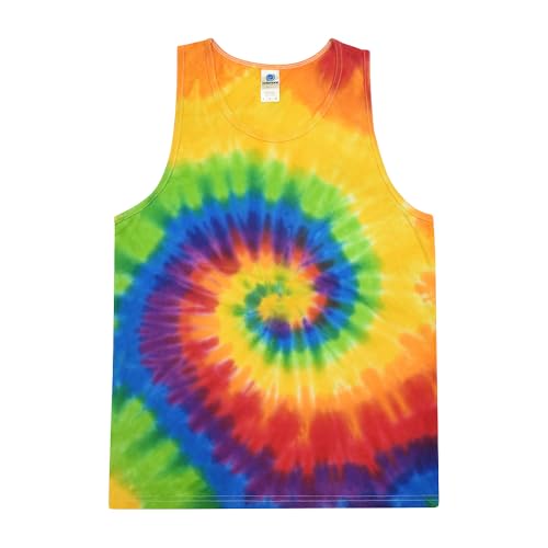 Colortone Unisex Batik Tanktop | Batik Unterhemd Herren Damen S - 3XL mit einzigartigem Muster | Hippie Tank Top aus Baumwolle | Handgefärbtes Batik Design | Prism, 3XL von Colortone