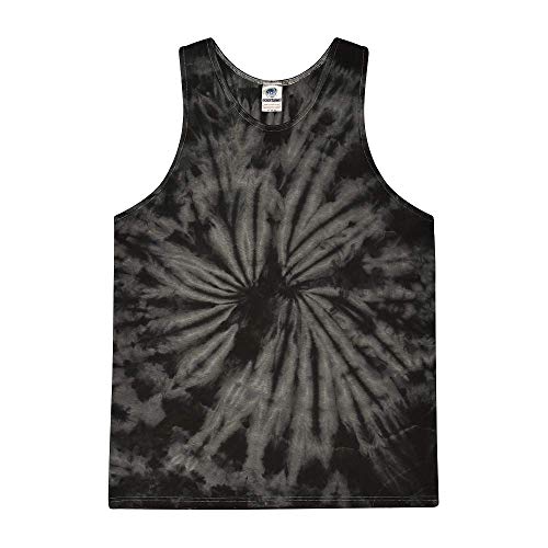 Colortone Unisex Batik Tanktop | Batik Unterhemd Herren Damen S - 3XL mit einzigartigem Muster | Hippie Tank Top aus Baumwolle | Handgefärbtes Batik Design | Spider Black, 3XL von Colortone