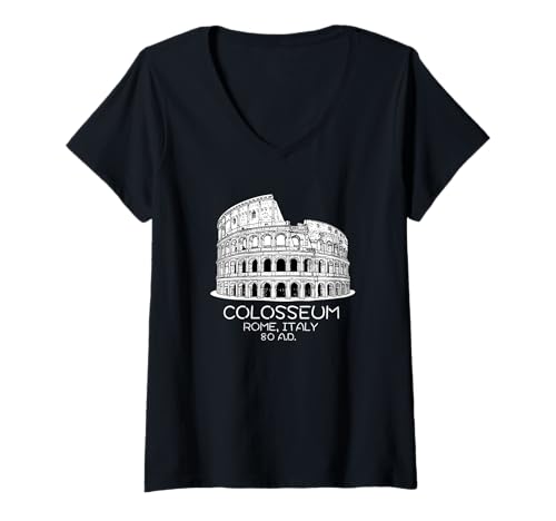 Damen Kolosseum Rom Italien Souvenir Flavian Amphitheater Italienisch T-Shirt mit V-Ausschnitt Damen Kolosseum Rom Italien Souvenir Flavian Amphitheater Italienisch T-Shirt mit V-Ausschnitt von Colosseum Rome Italy Merch