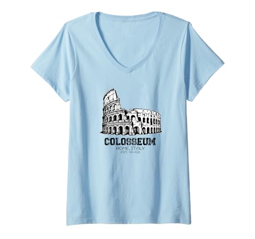 Damen Kolosseum Rom Italien Souvenir Flavian Amphitheater Italienisch T-Shirt mit V-Ausschnitt Damen Kolosseum Rom Italien Souvenir Flavian Amphitheater Italienisch T-Shirt mit V-Ausschnitt von Colosseum Rome Italy Merch