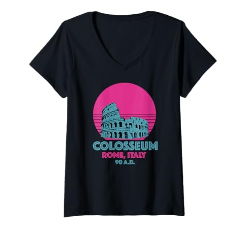 Damen Kolosseum Rom Italien Souvenir Flavian Amphitheater Italienisch T-Shirt mit V-Ausschnitt von Colosseum Rome Italy Merch