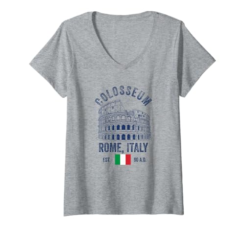 Damen Kolosseum Rom Italien Souvenir Flavian Amphitheater Italienisch T-Shirt mit V-Ausschnitt Damen Kolosseum Rom Italien Souvenir Flavian Amphitheater Italienisch T-Shirt mit V-Ausschnitt von Colosseum Rome Italy Merch