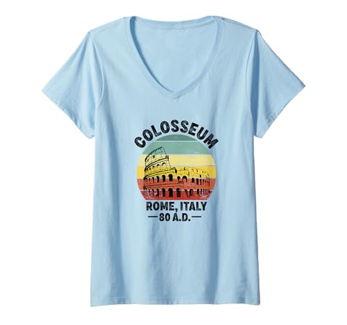 Damen Kolosseum Rom Italien Souvenir Flavian Amphitheater Vintage T-Shirt mit V-Ausschnitt von Colosseum Rome Italy Merch