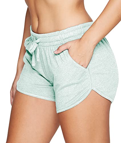 Colosseum Active Damen Simone Yoga- und Laufshorts aus Baumwollmischung, Mintfarbene Taschen, Groß von COLOSSEUM