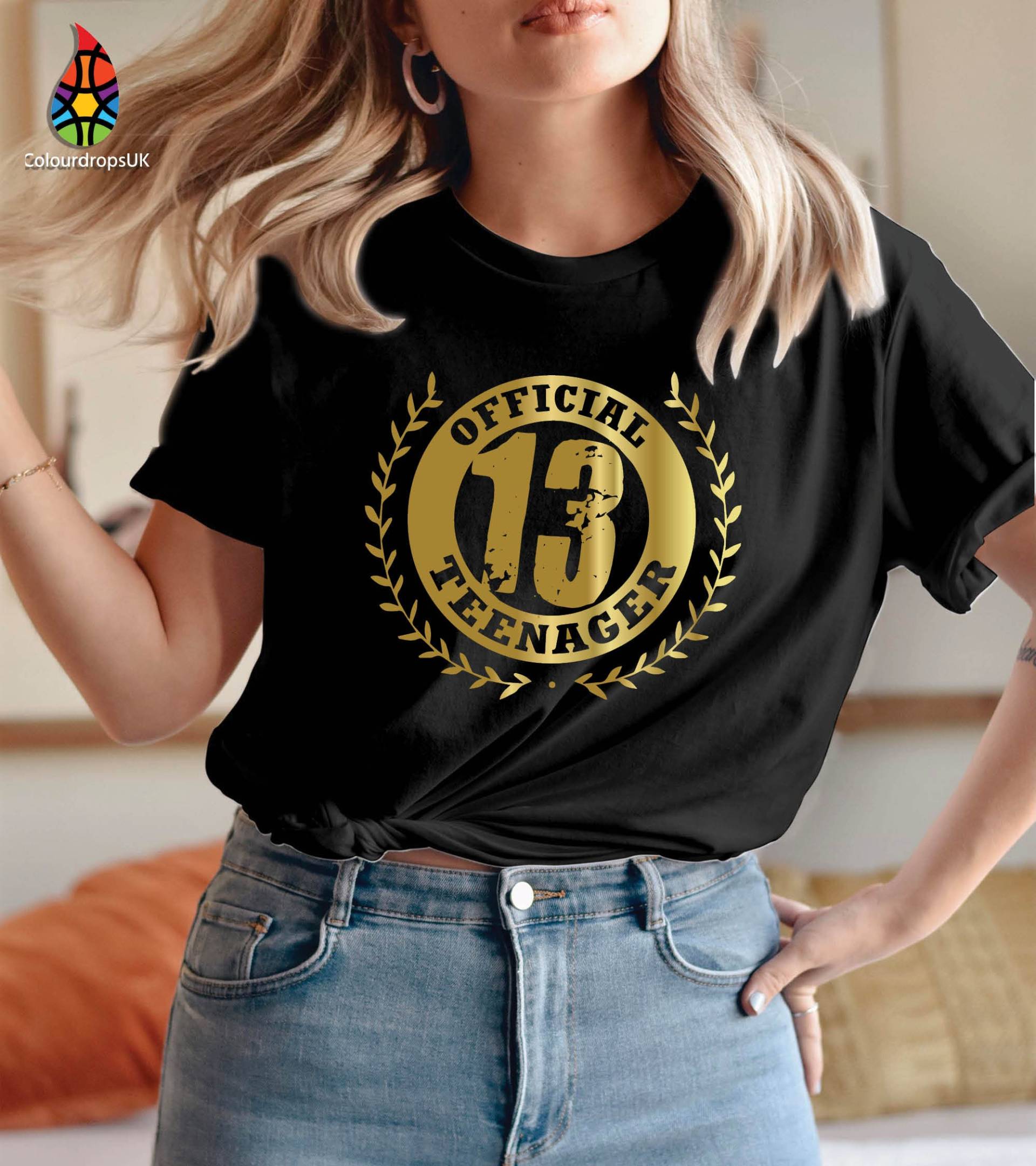 T-Shirt | 512 Offizielles Teenager 13. Geburtstag T-Shirt, Geschenk Für Jungen Mädchen Endlich Offiziell Dreizehn Tops Golddruck von ColourDropsUK